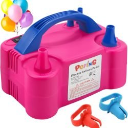 PCFING Balloon Pump Electric, Portable Balloons Inflator Blower Machine with Balloon Tie Tool & Dual Nozzle
