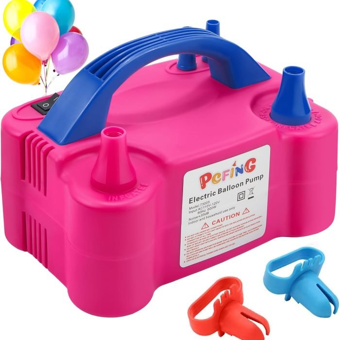 PCFING Balloon Pump Electric, Portable Balloons Inflator Blower Machine with Balloon Tie Tool & Dual Nozzle