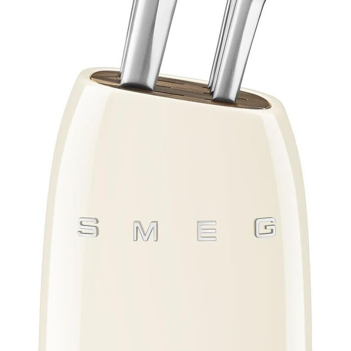 Smeg Cream Stainless Steel Knife Block Set