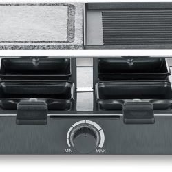 Severin RG 2371 Raclette Grill Natural Cooking Stone Smokeless Odourless with 8 Non-stick Pans