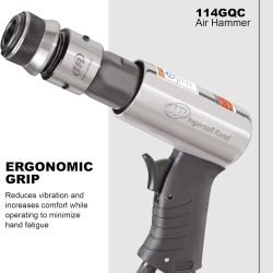 Ingersoll Rand 114GQC Air Hammer - 3 PC Chisel Set with Tapered Punch, Panel Cutter, Flat Chisel, 2-5/8 Inch stroke, 3500 BPM, Lightweight, Compact, Gray
