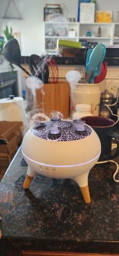 Essential Oil Diffuser 250ML Dancing Jellyfish Aromatherapy Diffuser Humidifier with 7 Colors LED Lights.Remote Control.Plug in for Bedroom.Office (White) photo review
