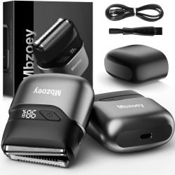 Mini Electric Razor for Man: Electric Foil Shavers for face - IPX7 Waterproof Cordless Razor with LED Display & Fast Charge - Micro-Comb Technology & Upgraded Blades. Carbon Black