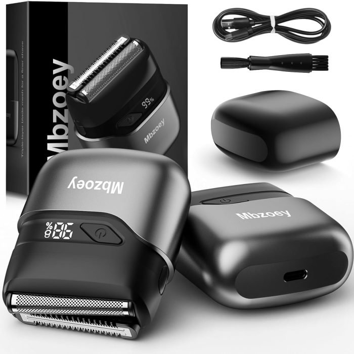 Mini Electric Razor for Man: Electric Foil Shavers for face - IPX7 Waterproof Cordless Razor with LED Display & Fast Charge - Micro-Comb Technology & Upgraded Blades. Carbon Black