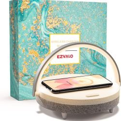 EZVALO Gifts for Women. 4-in-1 Portable Bluetooth Speaker. Bedside Lamp with Wireless Charger. Dimmable Night Light and Phone Holder. Christmas and Birthday Gifts for Teens. Families and Friends