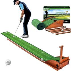 GimYaa Golf Putting mat Green Indoor and Outdoor with Auto Ball Return.Game Practice Golf Gifts for Home. Office. Backyard Indoor Golf and Outdoor Use. Crystal Velvet Mat