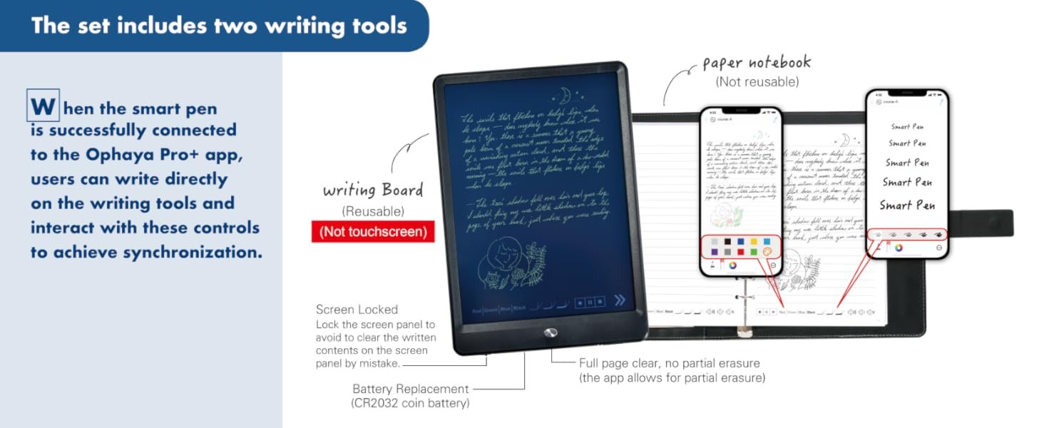 Smart Sync Pen for Note Taking with Notebook and Writing Board.Real-time Sync for Digitizing.Convert to Text.Storing.Sharing Paper Notes via APP on Smartphone/IPAD (Android and iOS)