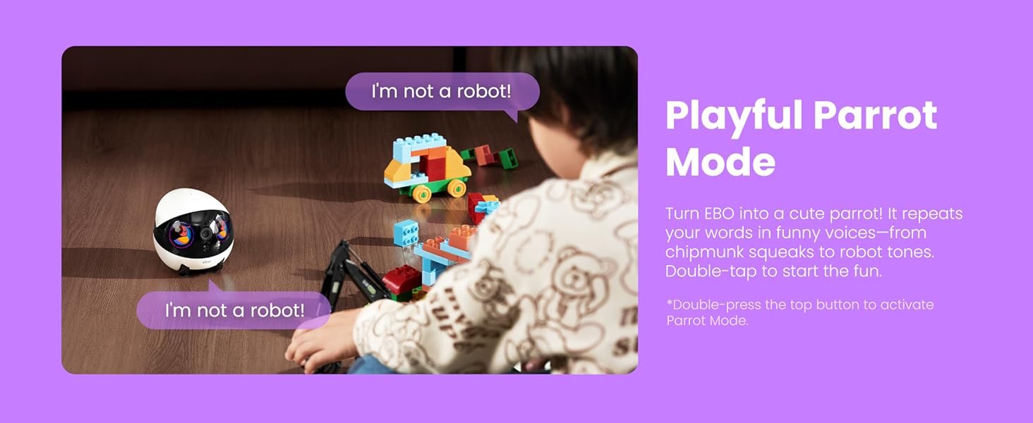 Indoor Security Camera Robot EBO Air 2 PLUS: 2K Pet Camera. Movable Home Robot. Custom Facial Expression. Auto-Recharge. Battery-Operated. 2-Way Talk. Night Vision. 32GB Memory Card