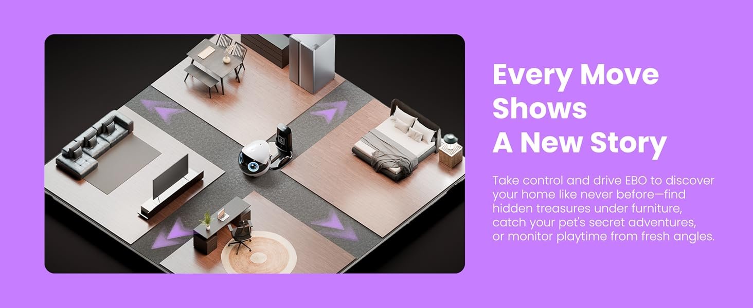 Indoor Security Camera Robot EBO Air 2 PLUS: 2K Pet Camera. Movable Home Robot. Custom Facial Expression. Auto-Recharge. Battery-Operated. 2-Way Talk. Night Vision. 32GB Memory Card