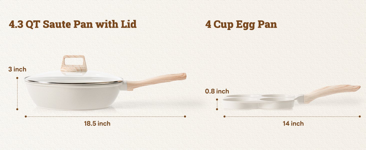 17 Pcs Pots and Pans Set Non stick .Cookware Sets White Granite Induction Cookware. Non-toxic Healthy Non Stick Kitchen Cooking Set with Frying Pans Set. Saucepans (PFAS. PFOA. PFOS Free) White