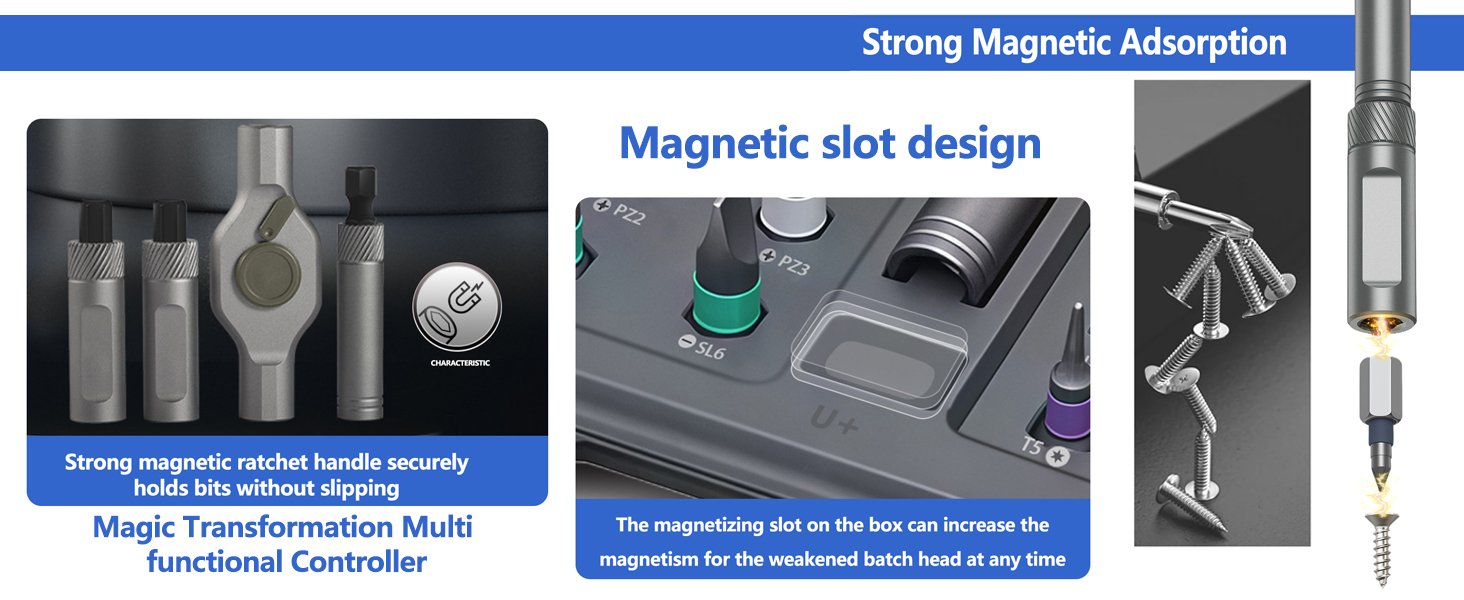 42 in 1 Magnetic Screwdriver Set, DIY Ratchet Screwdriver Set, Multi Bit Magnetic Drive,with Detachable Ratchet Handle and Storage Case, Portable Compact Repair Tool Kit for Furniture Computer Bicycle