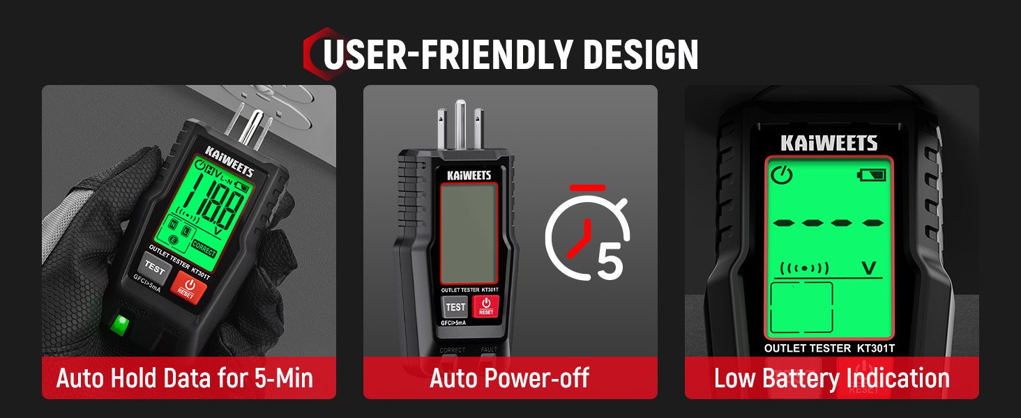 KAIWEETS Electrical Test Kit KIT01, Digital Multimeter, Smart Non-Contact Voltage Tester & GFCI Outlet Tester with LCD, Complete Set with Carrying Case & Batteries for Electrician, DIY & HVAC