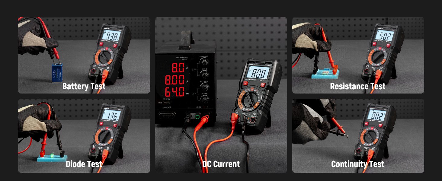 KAIWEETS Electrical Test Kit KIT01, Digital Multimeter, Smart Non-Contact Voltage Tester & GFCI Outlet Tester with LCD, Complete Set with Carrying Case & Batteries for Electrician, DIY & HVAC