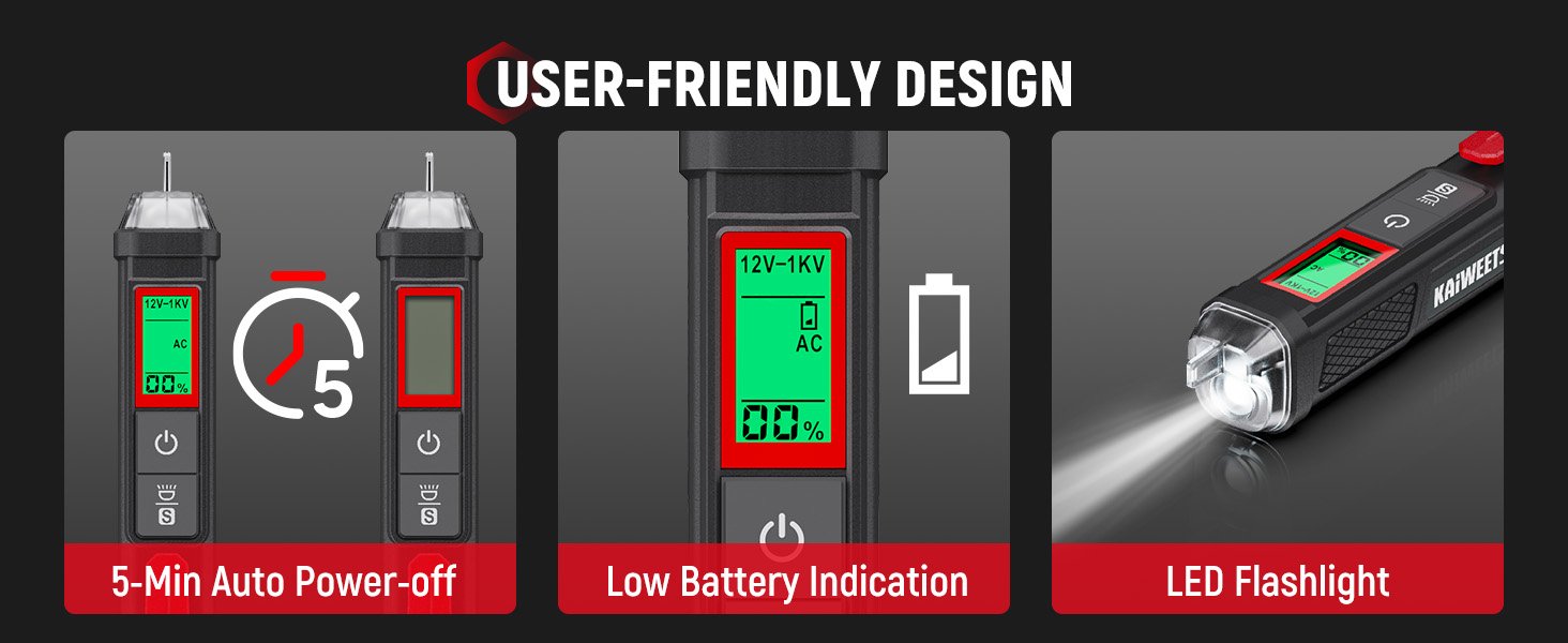 KAIWEETS Electrical Test Kit KIT01, Digital Multimeter, Smart Non-Contact Voltage Tester & GFCI Outlet Tester with LCD, Complete Set with Carrying Case & Batteries for Electrician, DIY & HVAC