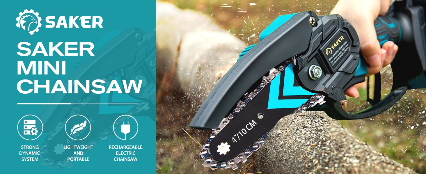 Saker Mini Chainsaw,Portable Electric Chainsaws Cordless,Small Handheld Chain Saw Pruning Shears Chain Saws for Tree Branches,Christmas Gifts for for Men Dad Husband Women,Courtyard and Garden