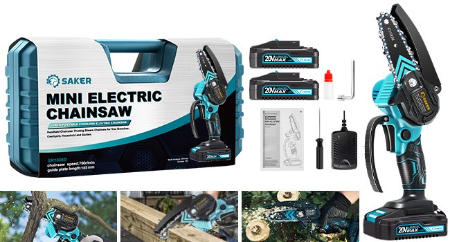 Saker Mini Chainsaw,Portable Electric Chainsaws Cordless,Small Handheld Chain Saw Pruning Shears Chain Saws for Tree Branches,Christmas Gifts for for Men Dad Husband Women,Courtyard and Garden