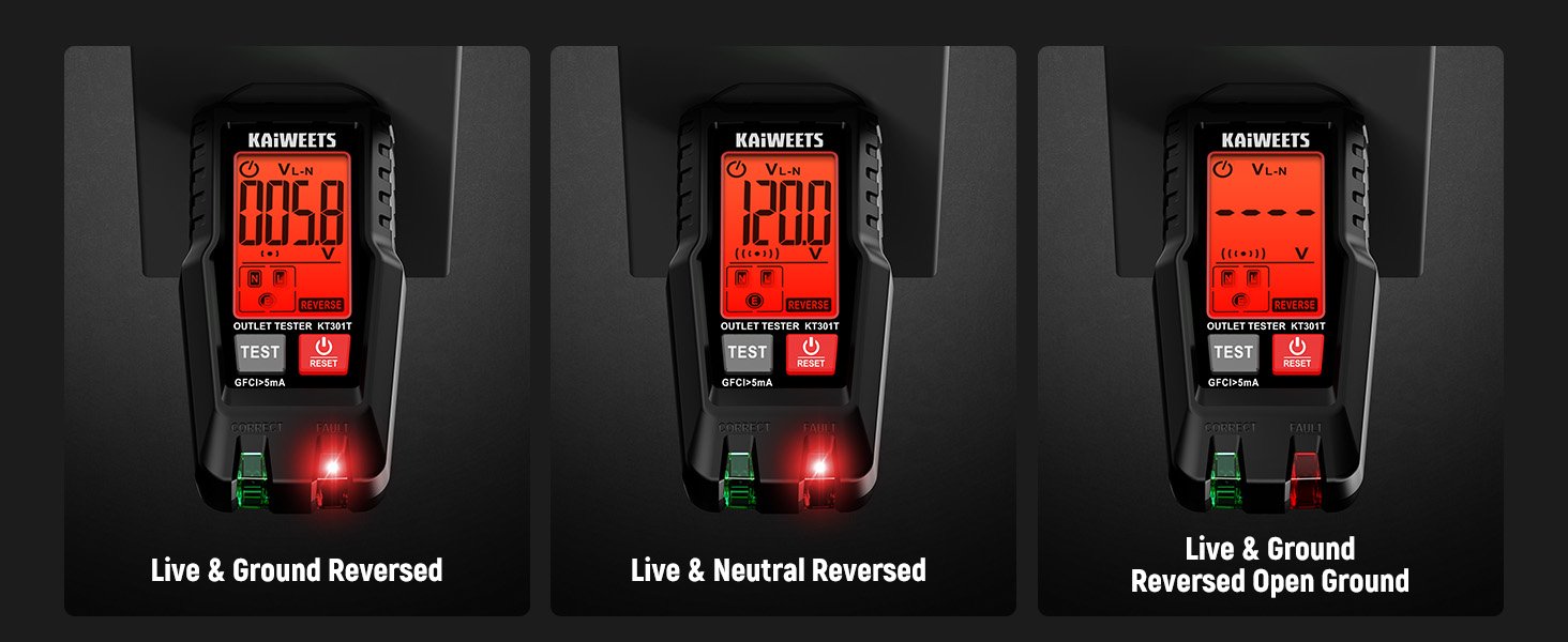 KAIWEETS Electrical Test Kit KIT01, Digital Multimeter, Smart Non-Contact Voltage Tester & GFCI Outlet Tester with LCD, Complete Set with Carrying Case & Batteries for Electrician, DIY & HVAC