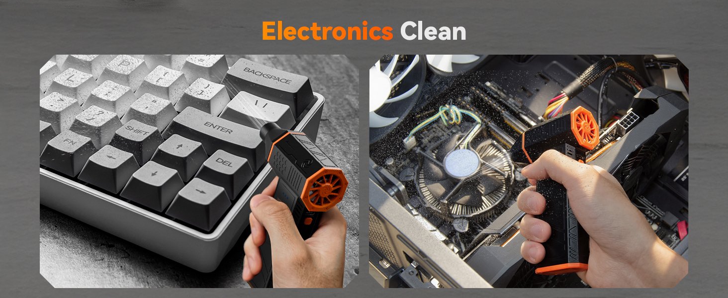 WOLFBOX MF50 Compressed Air Duster-110000RPM Super Power Electric Air Duster, 3-Gear Adjustable Mini Blower with Fast Charging, Dust Blower for Computer, Keyboard, House, Outdoor and Car