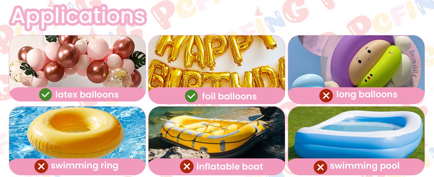 PCFING Balloon Pump Electric, Portable Balloons Inflator Blower Machine with Balloon Tie Tool & Dual Nozzle