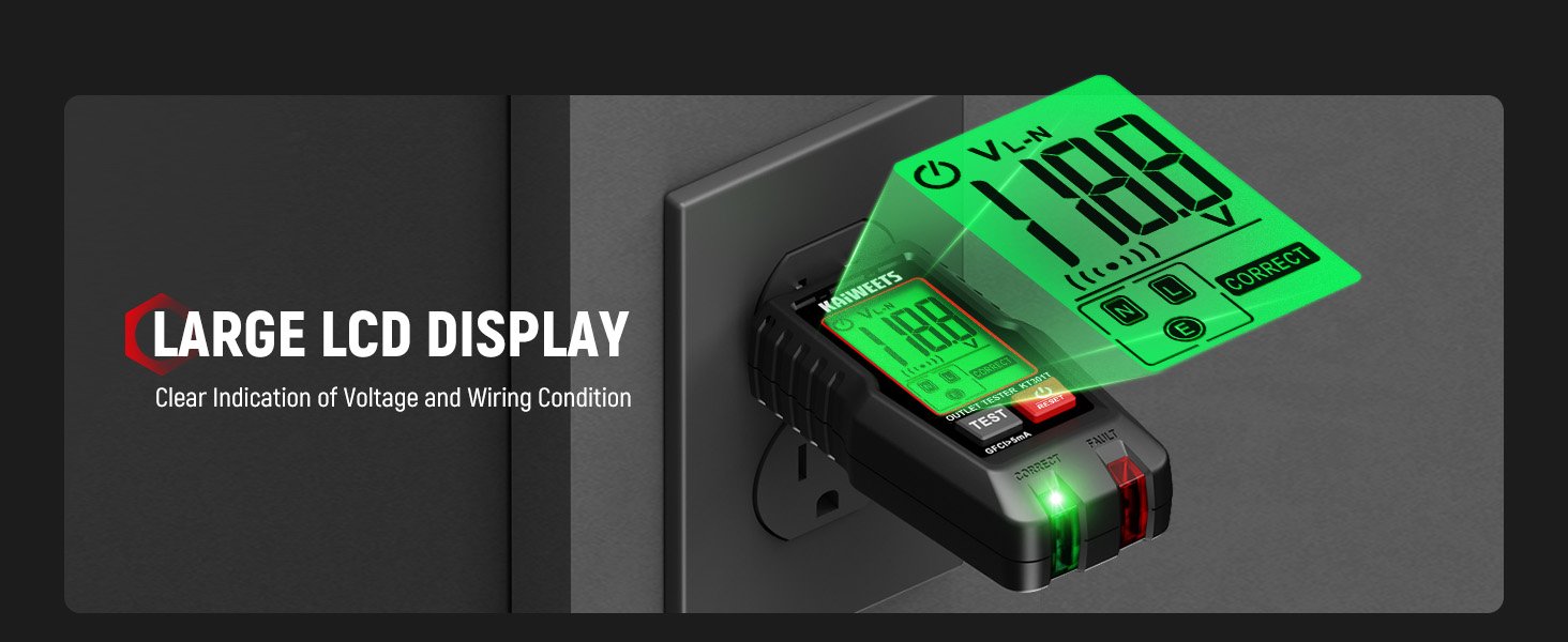 KAIWEETS Electrical Test Kit KIT01, Digital Multimeter, Smart Non-Contact Voltage Tester & GFCI Outlet Tester with LCD, Complete Set with Carrying Case & Batteries for Electrician, DIY & HVAC