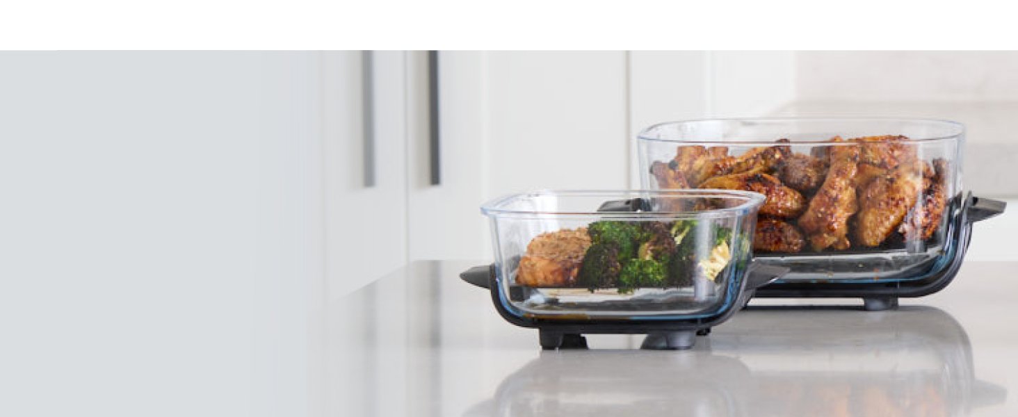 Ninja Crispi 4-in-1 Portable Glass Air Fryer Cooking System. 1500W. 4QT & 6-Cup TempWare Glass Containers with Storage Lids. Microwave. Freezer & Dishwasher Safe. Cyberspace Gray. FN101GY