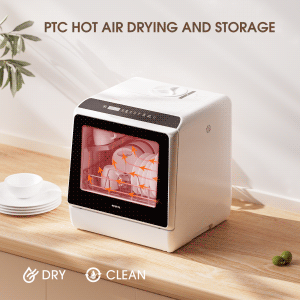 NOVETE Portable Countertop Dishwashers. Compact Dishwashers with 5L Built-in Water Tank & Inlet Hose. 5 Washing Programs. Baby Care. Air-Dry Function and LED Light for Small Apartments