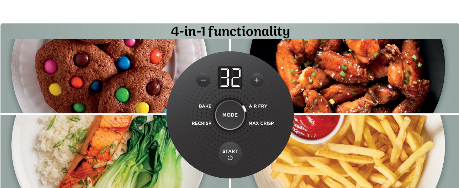 Ninja Crispi 4-in-1 Portable Glass Air Fryer Cooking System. 1500W. 4QT & 6-Cup TempWare Glass Containers with Storage Lids. Microwave. Freezer & Dishwasher Safe. Cyberspace Gray. FN101GY