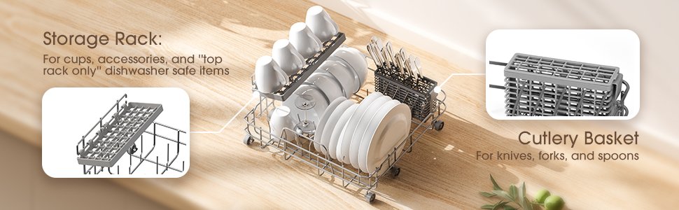 NOVETE Portable Countertop Dishwashers. Compact Dishwashers with 5L Built-in Water Tank & Inlet Hose. 5 Washing Programs. Baby Care. Air-Dry Function and LED Light for Small Apartments