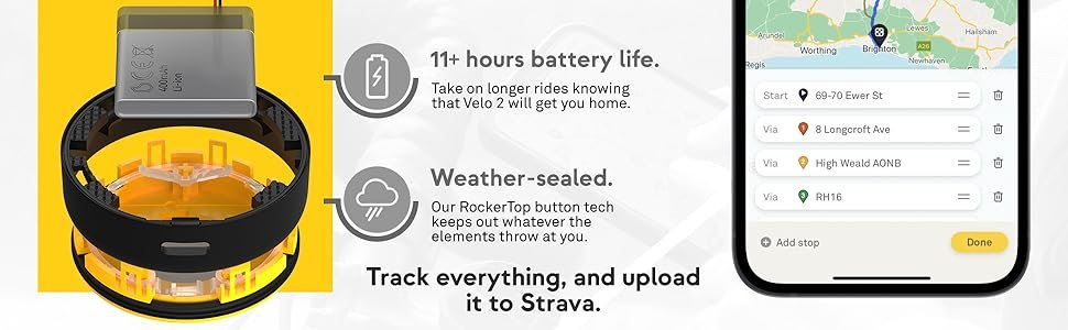 Beeline Bike GPS Computer - Velo 2 | Wireless Global Navigation Map | Weatherproof & 11+ Hours Battery Life | USB Charging | Sat Nav for Cycling with a Strap Mount Included | Glove Friendly