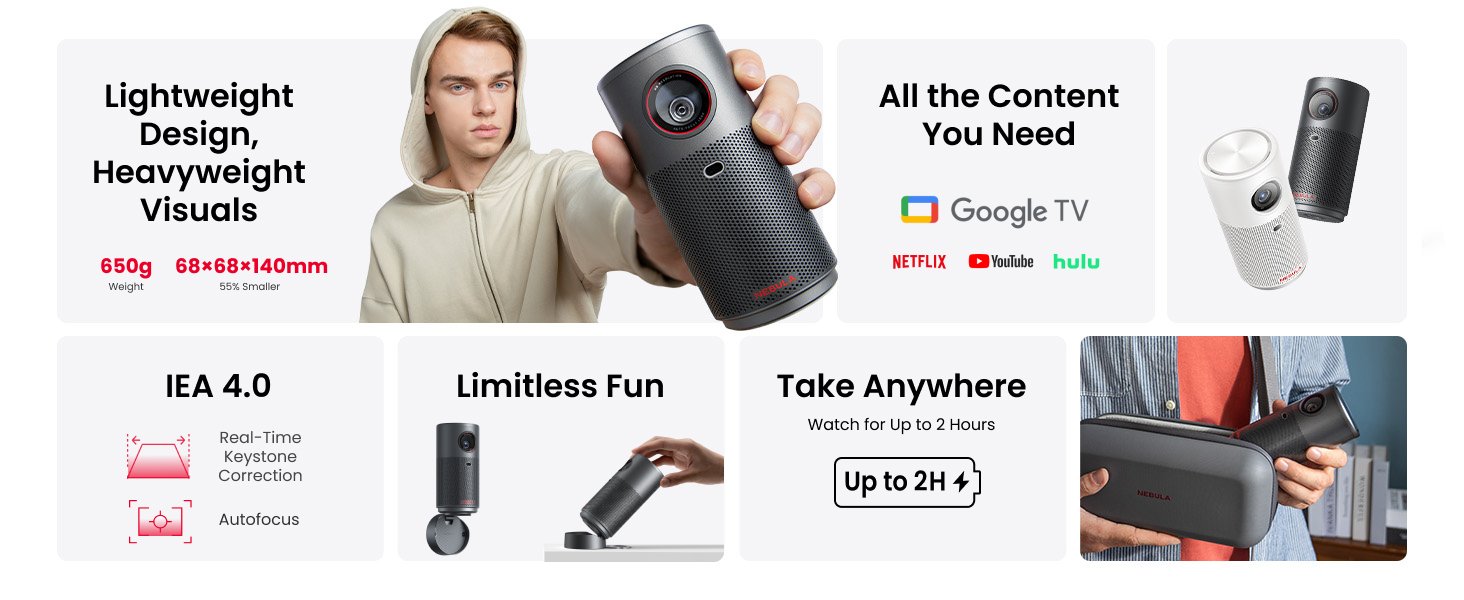 Nebula Capsule Air (Black) With Nebula Capsule Battery Tripod (Black)