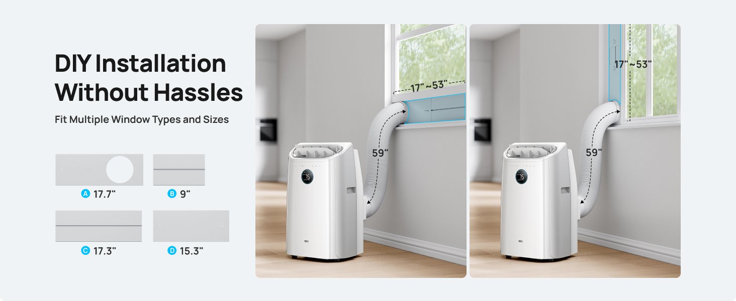 Dreo Portable Air Conditioners. 12.000 BTU AC Unit for Bedroom with Drainage-free Cooling. 46dB Quiet. APP/Voice/Remote. 24h Timer with Fan & Dehumidifier. Smart Standing AC for Room Indoors. AC515S
