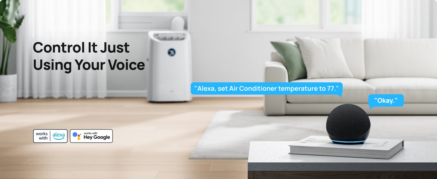 Dreo Portable Air Conditioners. 12.000 BTU AC Unit for Bedroom with Drainage-free Cooling. 46dB Quiet. APP/Voice/Remote. 24h Timer with Fan & Dehumidifier. Smart Standing AC for Room Indoors. AC515S