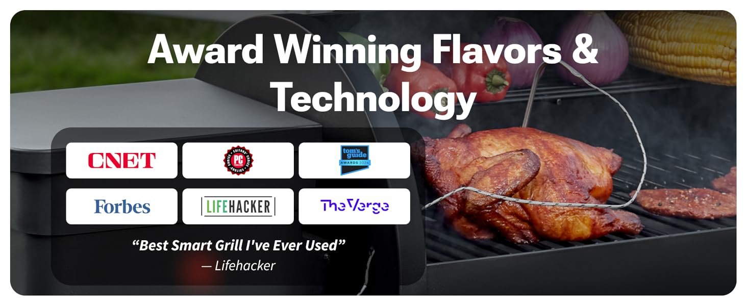 Brisk It Zelos-450 Electric Wood Pellet Smoker Grill – A.I. Smart BBQ Grill with WiFi. 7-in-1 Outdoor Grill & Smoker. PID Controller (Up to 500°F). 450 sq.in Cooking Area. Meat Probe