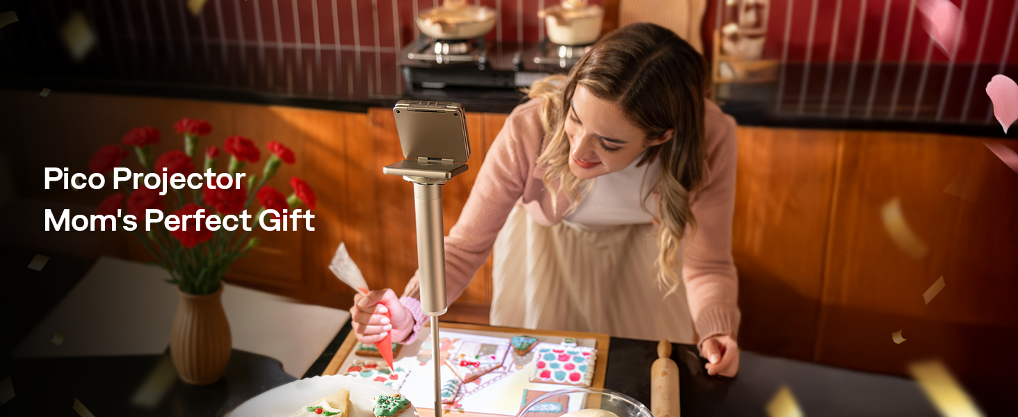 Aurzen ZIP Tri-Fold DLP Truly Mini Projector. Pocket Size. Zero-Lag Focus. One-Click Screen Mirroring. Full-Screen Mode. Type-C Fast Charging. 5.000mAh Battery. Indoor Outdoor Portable Projector.Gold