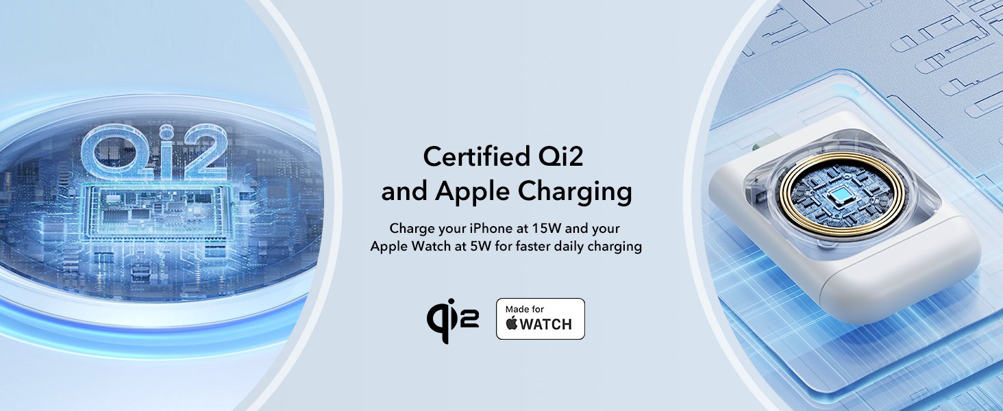 ESR for MagSafe Charger Stand. 3 in 1 Charging Station with CryoBoost. Phone-Cooling Wireless Charging. Qi2 Certified 15W MagSafe Stand. for iPhone 17/16/15/14/13/12. AirPods. Apple Watch. White