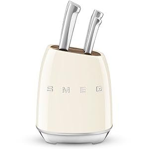 Smeg Cream Stainless Steel Knife Block Set