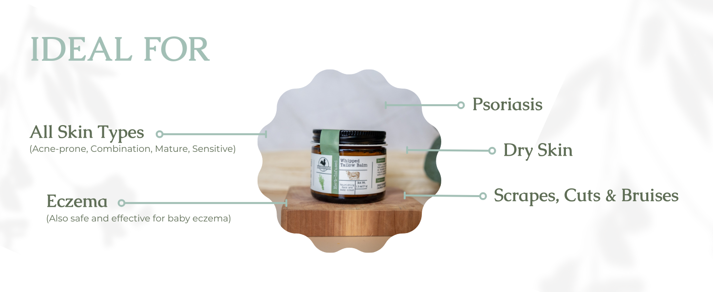 Hearth and Homestead: Handmade Whipped Tallow Balm (Unscented/Herb-Infused) - Organic Body Butter with Infused Olive Oil. for Eczema. Rosacea. Baby - 1.3 oz