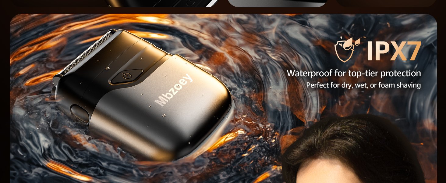 Mini Electric Razor for Man: Electric Foil Shavers for face - IPX7 Waterproof Cordless Razor with LED Display & Fast Charge - Micro-Comb Technology & Upgraded Blades. Carbon Black