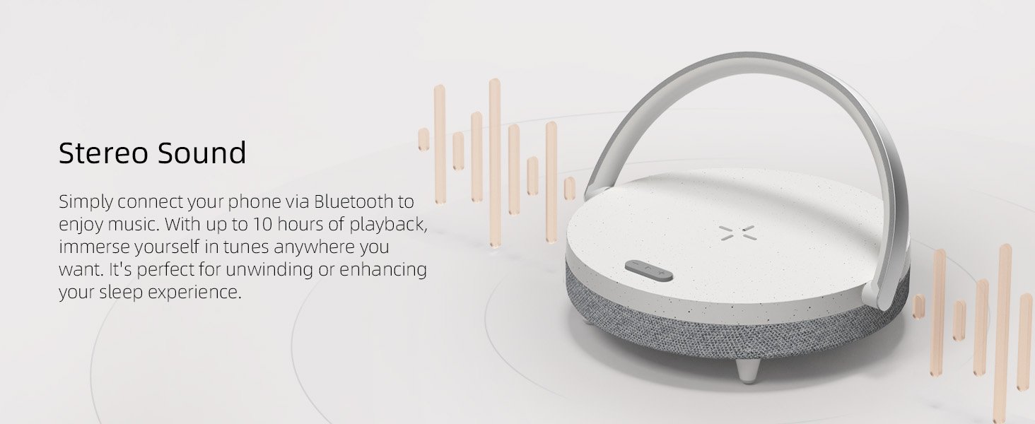 EZVALO Gifts for Women. 4-in-1 Portable Bluetooth Speaker. Bedside Lamp with Wireless Charger. Dimmable Night Light and Phone Holder. Christmas and Birthday Gifts for Teens. Families and Friends