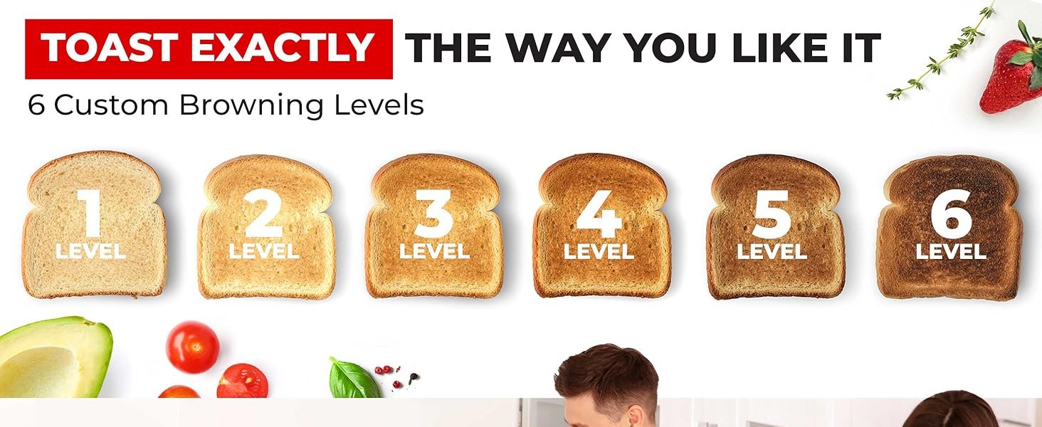 Mueller UltraToast Full Stainless Steel Toaster 4 Slice. Long Extra-Wide Slots for Bagels and Waffles. 6 Browning Levels. LED Display. Cancel/Defrost/Reheat Functions & Removable Tray. Kitchen Gadgets