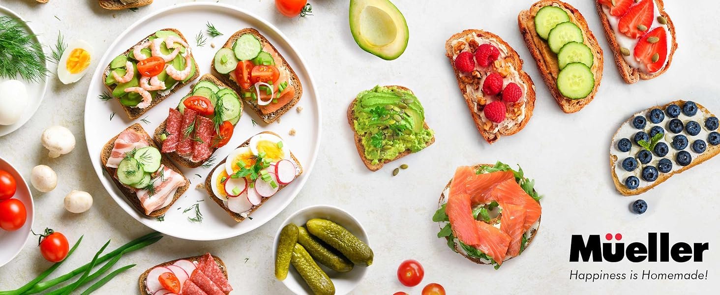 Mueller UltraToast Full Stainless Steel Toaster 4 Slice. Long Extra-Wide Slots for Bagels and Waffles. 6 Browning Levels. LED Display. Cancel/Defrost/Reheat Functions & Removable Tray. Kitchen Gadgets