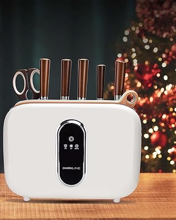 Charmline Smart Cutting Board and Knife Set with Holder. Double Cleaning and Drying Function. Space Saving Smart Home Gadgets. Keeping Kitchen Clean and Tidy