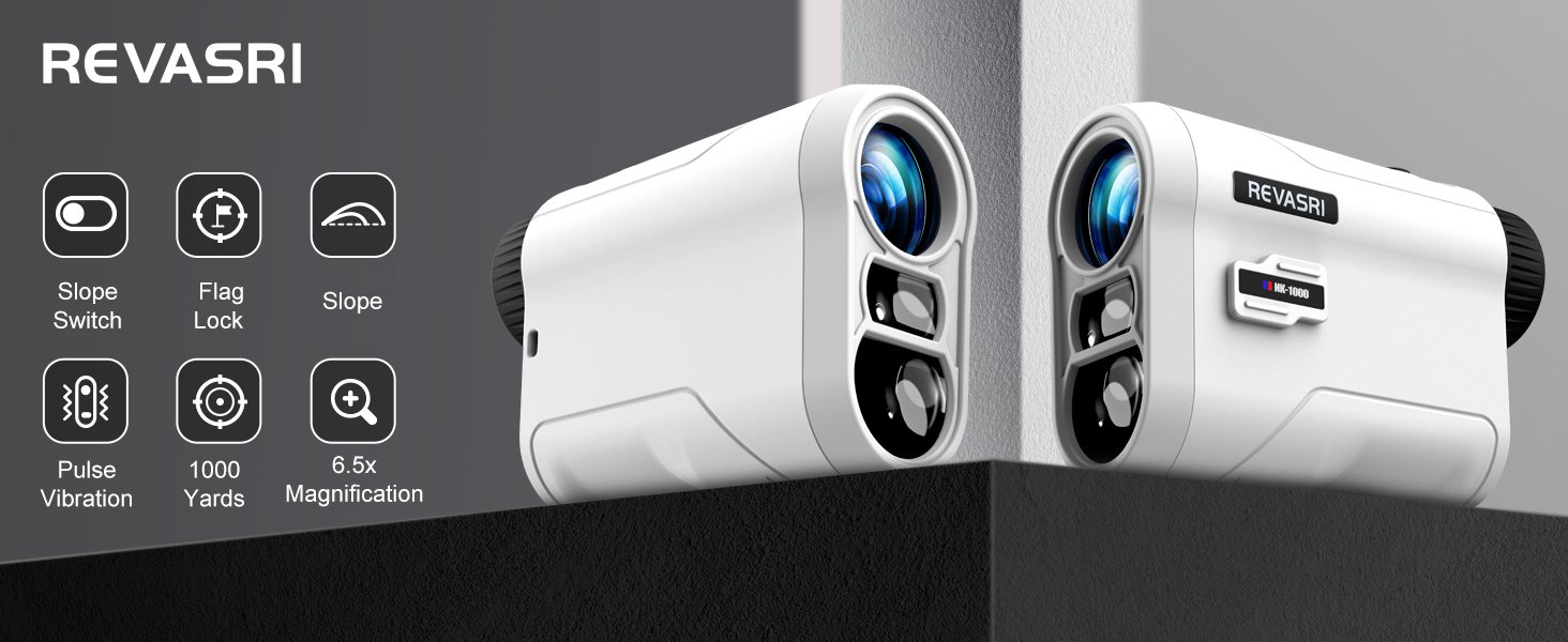 REVASRI Golf Rangefinder with Slope and Pin Lock Vibration. External Slope Switch for Golf Tournament Legal. Rangefinders with Rechargeable Battery 600/1000YDS Laser Range Finder