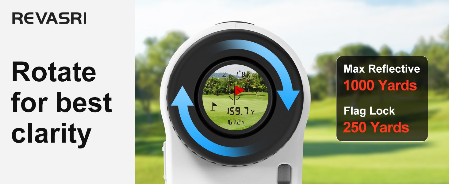 REVASRI Golf Rangefinder with Slope and Pin Lock Vibration. External Slope Switch for Golf Tournament Legal. Rangefinders with Rechargeable Battery 600/1000YDS Laser Range Finder