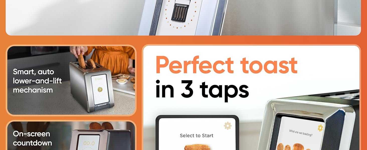 Revolution R180 Connect Touchscreen Smart Toaster with High-Speed InstaGLO Technology – Choose from 6 Bread Types. 7 Browning Levels. & Toastie Press Mode (Stainless Steel. 2-Slice)