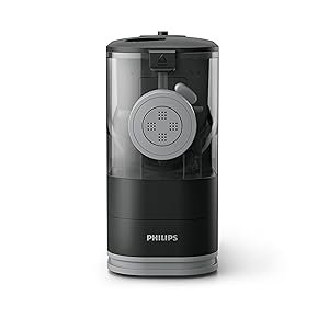 Philips Kitchen Appliances Compact Pasta and Noodle Maker. Viva Collection. Comes with 3 Default Classic Pasta Shaping Discs. Fully Automatic. Recipe Book. Small. White (HR2370/05)