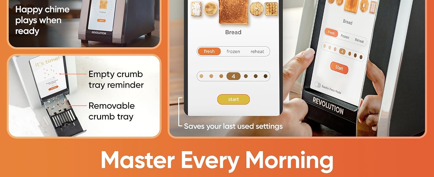 Revolution R180 Connect Touchscreen Smart Toaster with High-Speed InstaGLO Technology – Choose from 6 Bread Types. 7 Browning Levels. & Toastie Press Mode (Stainless Steel. 2-Slice)