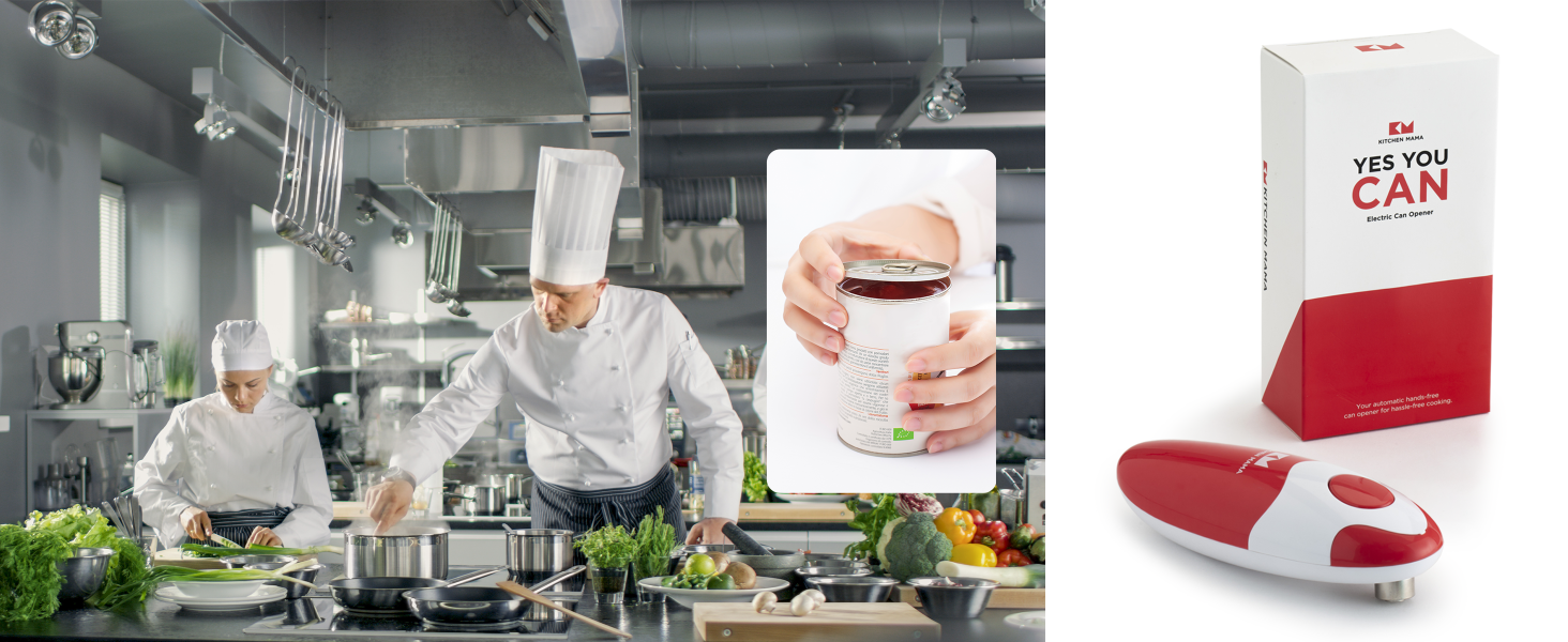 Kitchen Mama Auto Electric Can Opener: Open Your Cans with A Simple Press of Button - Automatic, Hands Free, Smooth Edge, Battery Operated