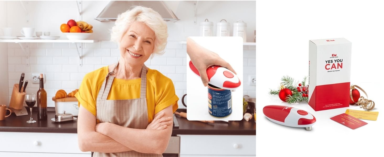 Kitchen Mama Auto Electric Can Opener: Open Your Cans with A Simple Press of Button - Automatic, Hands Free, Smooth Edge, Battery Operated