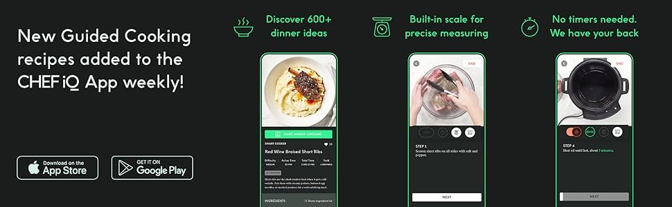 CHEF iQ Smart Pressure Cooker with WiFi and Built-in Scale - Easy-to-Use 10-in-1 Multicooker with 500+ Guided Recipes - Rice Cooker. Slow Cooker. Instant Meals for Foodies - 6 Quart - Family Size